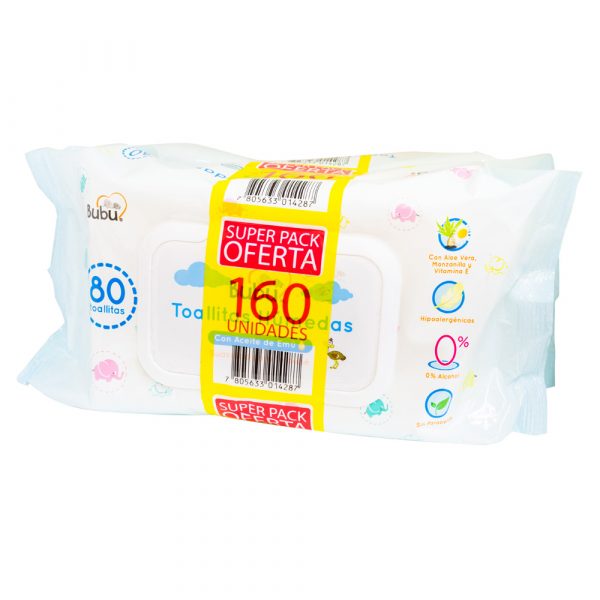 Pack Toalla Húmeda Bubú con Tapa 2x80